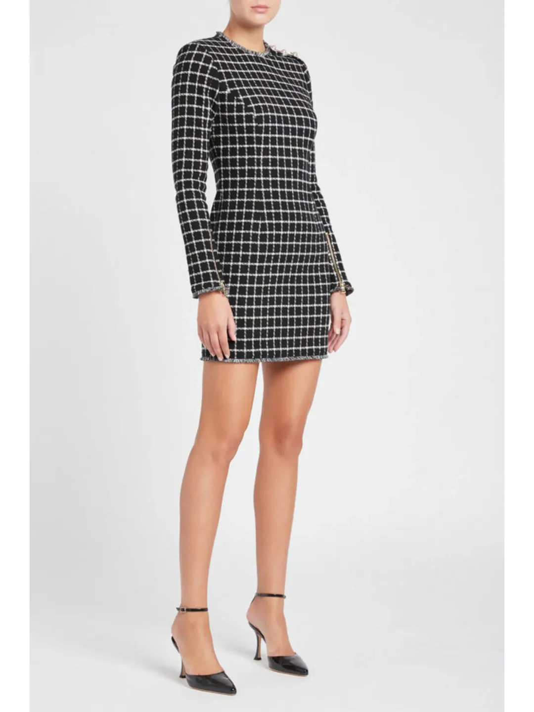 Rebecca Vallance Cory Mini Dress in Black Check Size AU 14 for rent on The Volte - main image