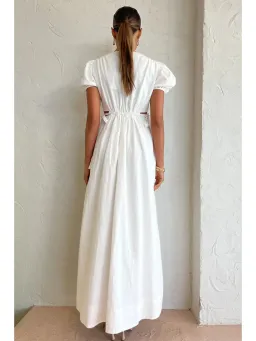 By Nicola Ahoy Plunge Neckline Maxi Dress in White AU 14 for rent on The Volte - image 3
