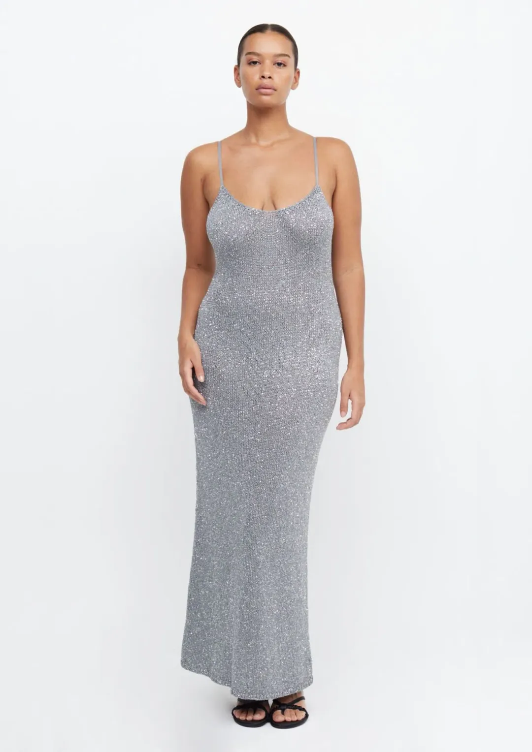 Bec & Bridge Sadie Sequin Knit Slip Dress in Charcoal Size M / AU 10 for rent on The Volte - main image