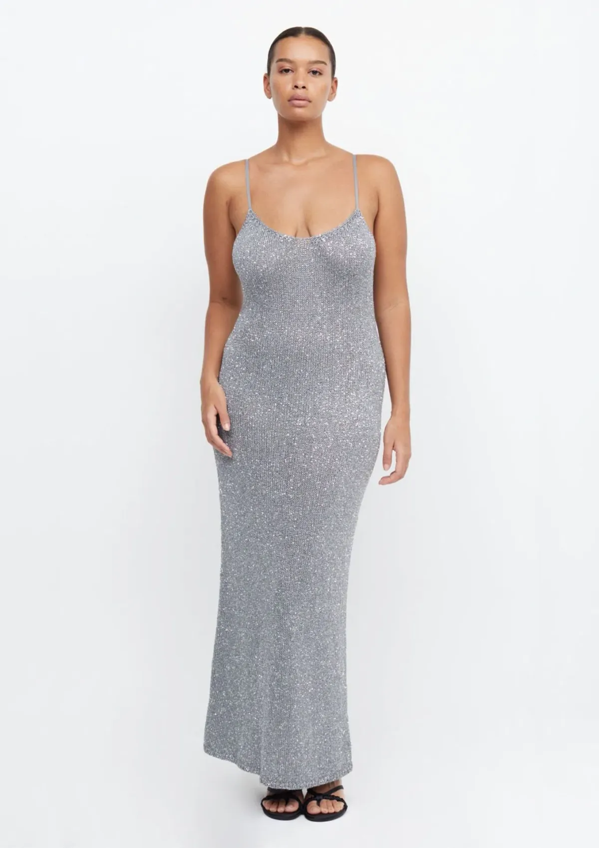 Bec & Bridge Sadie Sequin Knit Slip Dress in Charcoal Size M / AU 10 for rent on The Volte - main image