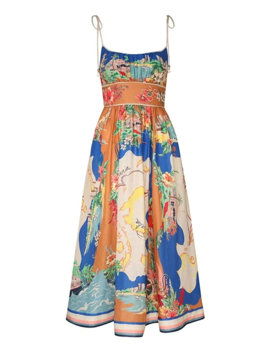 Zimmermann Alight Picnic Dress Nautical Map Size 2 / AU 12 for rent on The Volte - main image