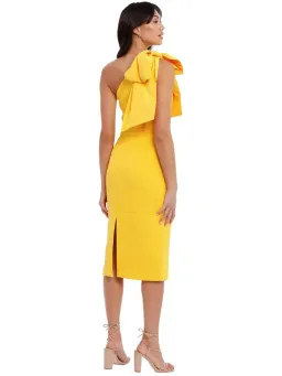 Rebecca Vallance Calla One Shoulder Midi Dress in Yellow Size AU 10 for rent on The Volte - image 3