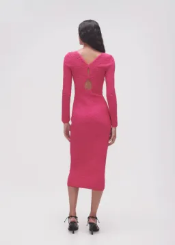 Aje Echo Bubble Body Midi Dress Hot Pink Size S / AU 8 for rent on The Volte - image 3