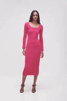 Aje Echo Bubble Body Midi Dress Hot Pink Size S / AU 8 for rent on The Volte - image 1