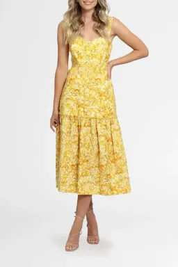 Rebecca Vallance Gialla Midi Dress in Yellow Size 10 for rent on The Volte - image 2