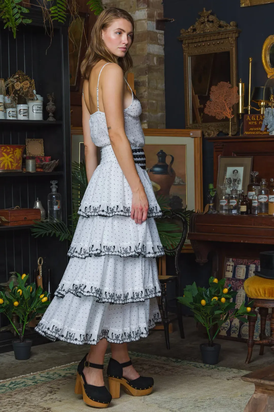 Filly Boo Baby Camisole and Cascading Midi Skirt Set Black Dot Size S/AU 8 for rent on The Volte - main image