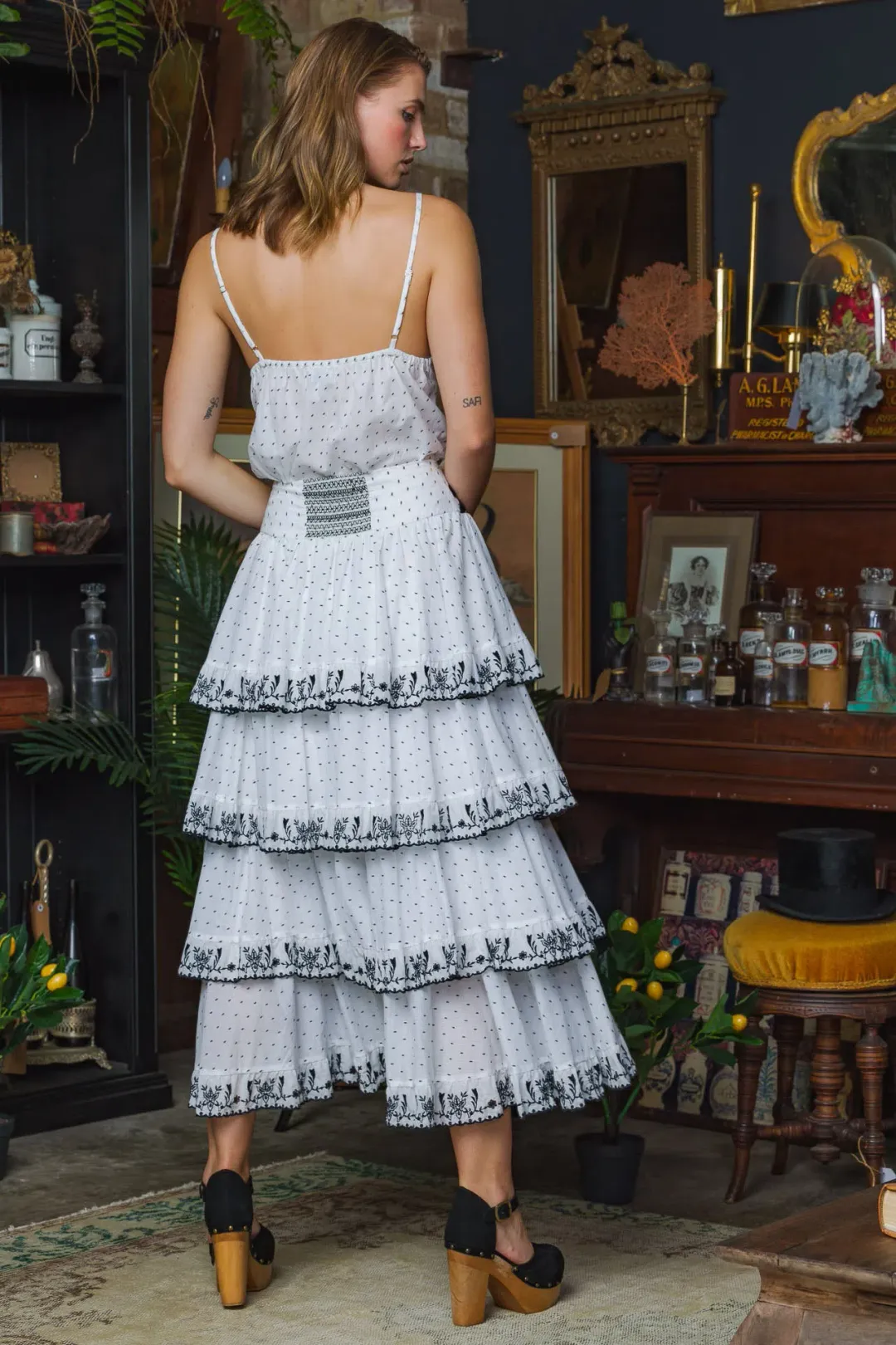 Filly Boo Baby Camisole and Cascading Midi Skirt Set Black Dot Size S/AU 8 for rent on The Volte - main image