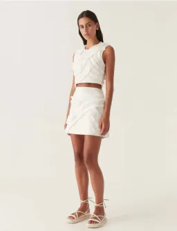 Aje Aurelia Frill Shell Top & Kendra Mini Skirt Set White Size 8 for rent on The Volte - image 1