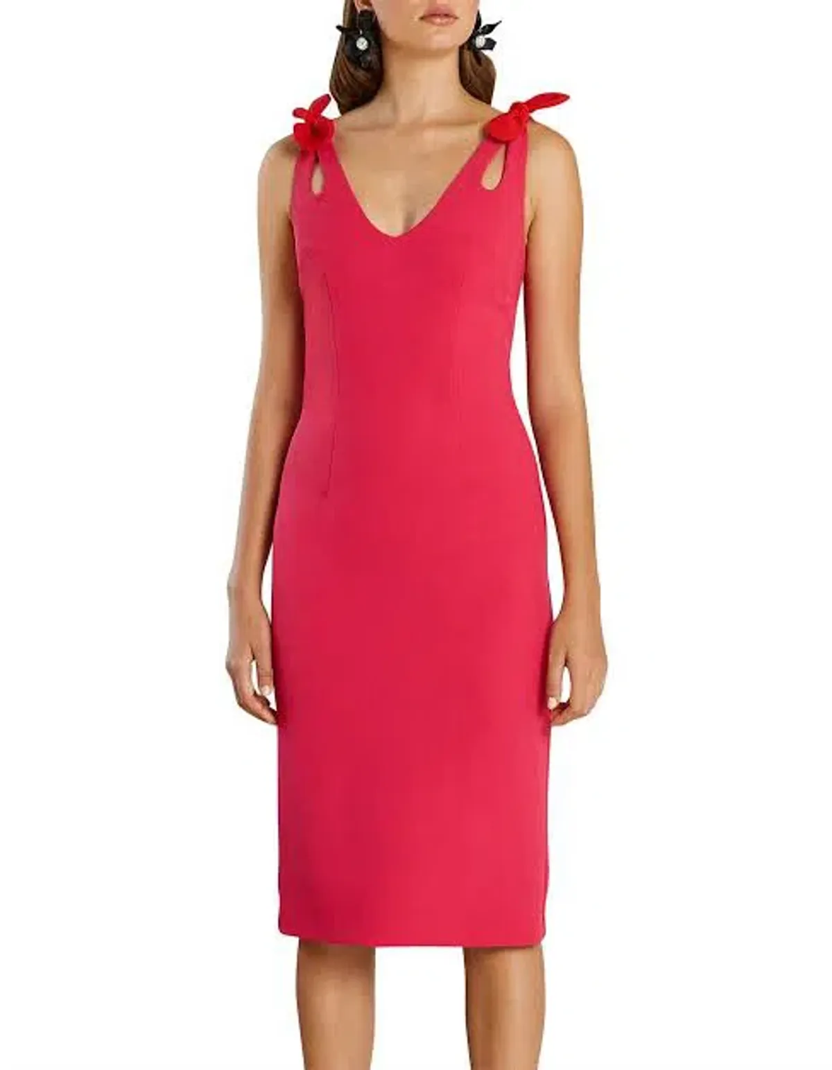 By Johnny V Neck Bow Shoulder Dress Pink Size AU 14 for rent on The Volte - main image