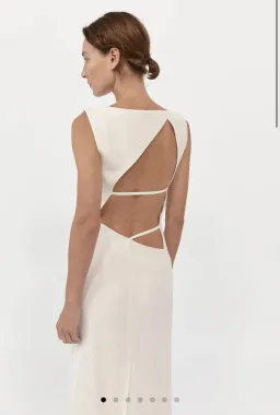 St Agni Cut Out Midi Dress Cool White Size S/AU 8 for rent on The Volte - image 3