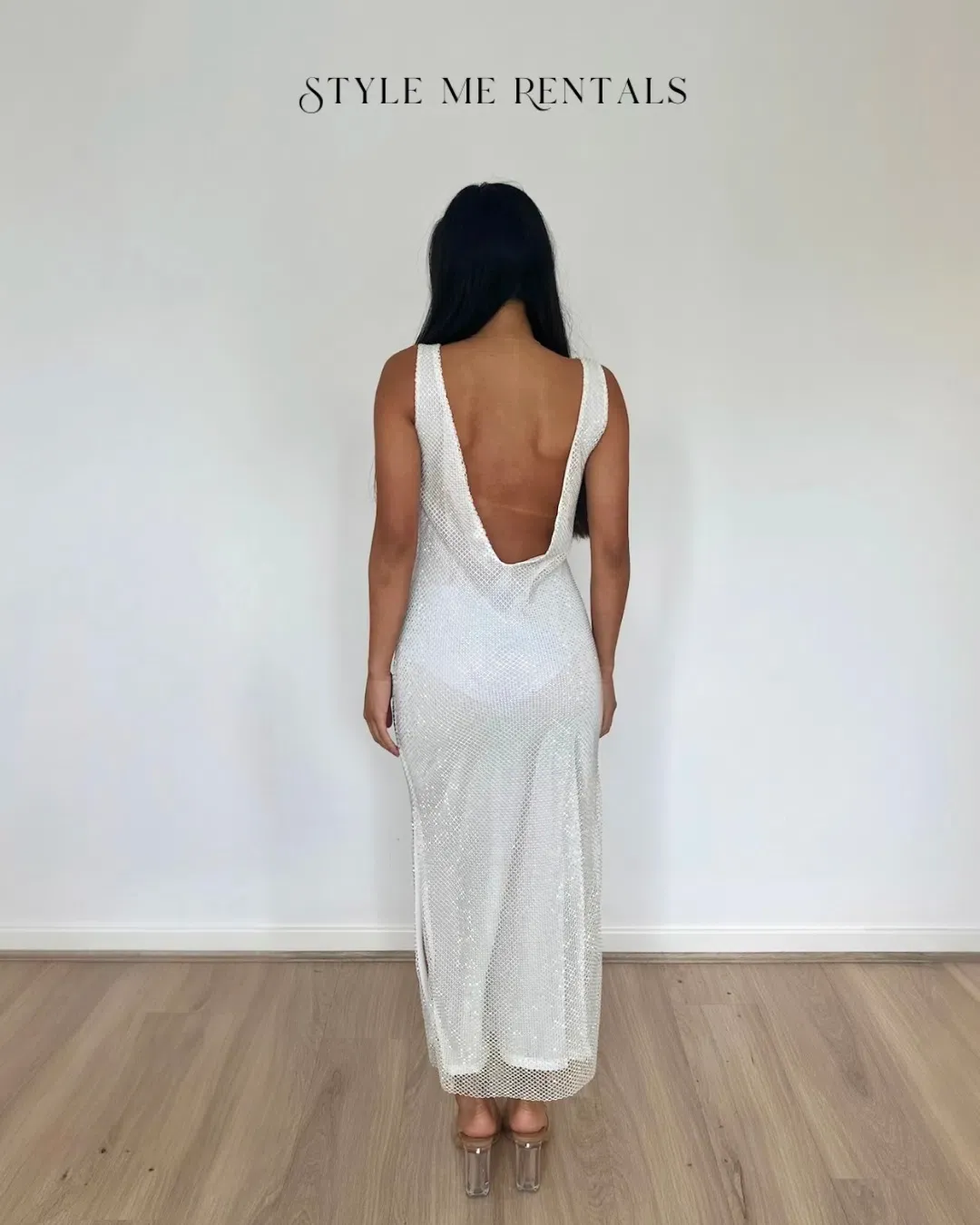 SLA the Label Gigi Diamanté Midi Dress White Size M / AU 10 for rent on The Volte - main image