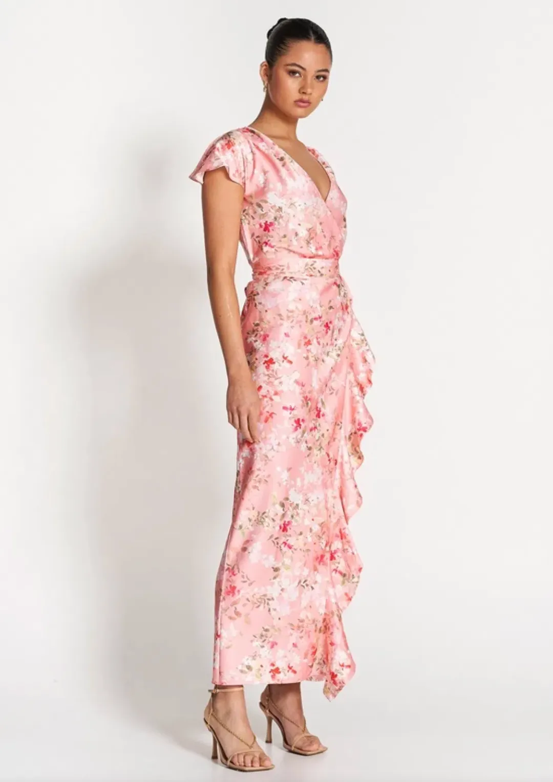 Sofia The Label Bloom Wrap Dress Pink Blossom Size 10  for rent on The Volte - main image