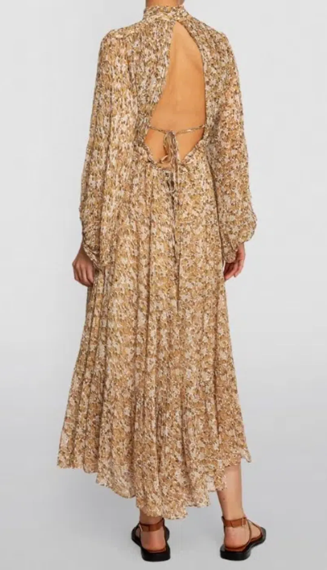 Shona Joy Ambar Backless Tiered Midi Dress Floral Size 6 for rent on The Volte - main image