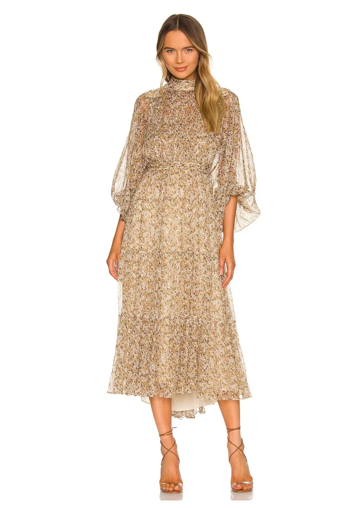 Shona Joy Ambar Backless Tiered Midi Dress Floral Size 6 for rent on The Volte - main image