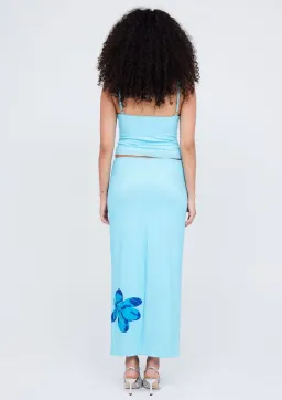 Benni Paradise Cami Top Size 8 & Slip Skirt Size 12 Set Flower Bomb Blue for rent on The Volte - image 3