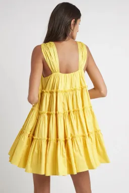 Aje Solstice Tiered Mini Dress Yellow Size 8 for rent on The Volte - image 3