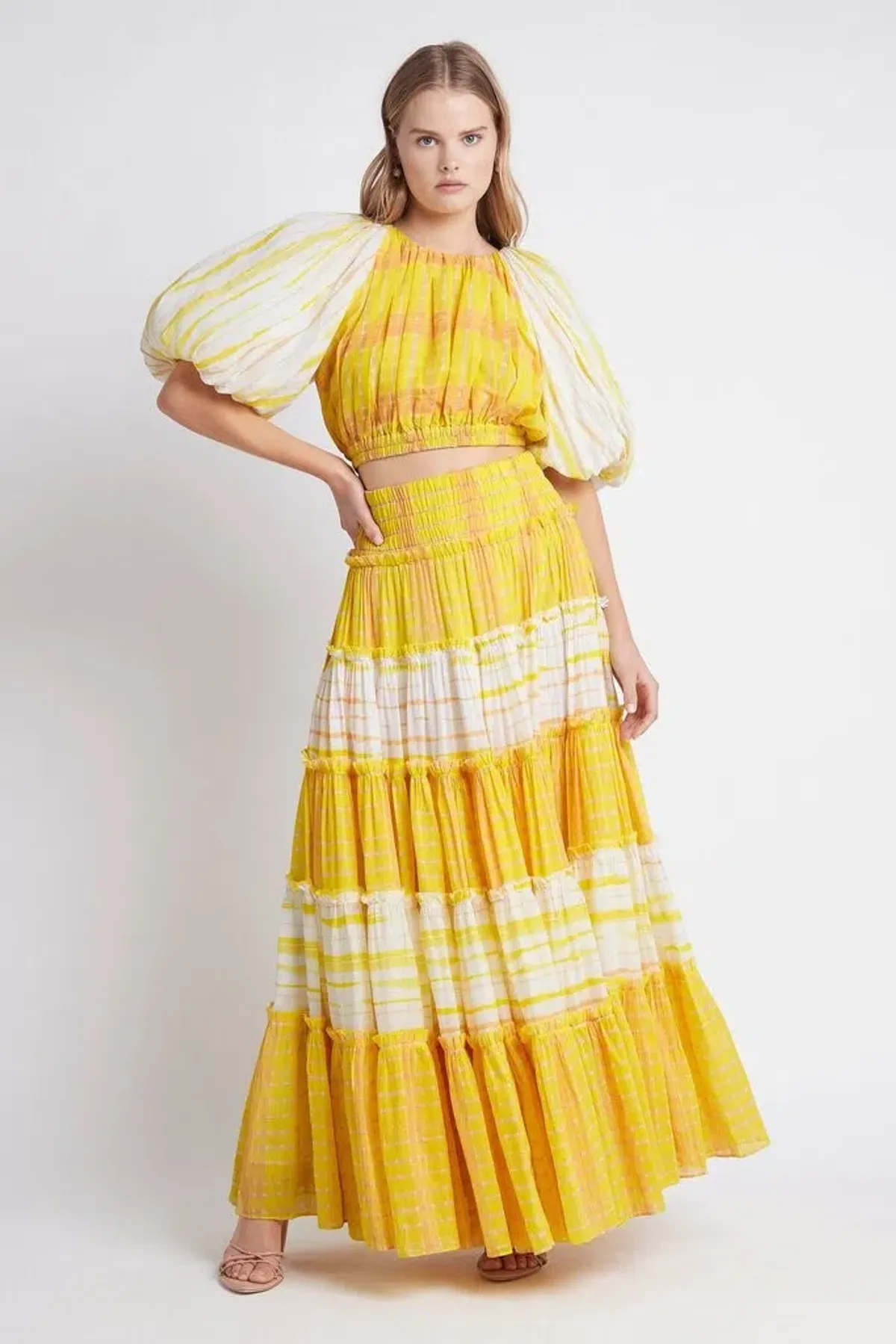 Aje Wilderness Cropped Top Yellow Multi Size 8 for rent on The Volte - main image