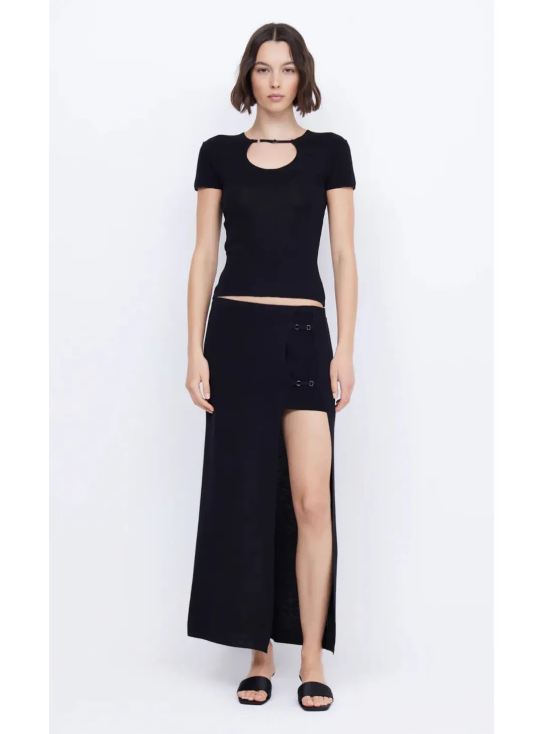 Bec & Bridge Caspian Knit Maxi Skirt Black Size AU 6 for rent on The Volte - main image