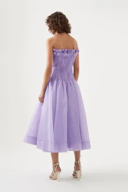 Aje Horizon Pintucked Midi Dress Lilac Size 10 for rent on The Volte - image 3