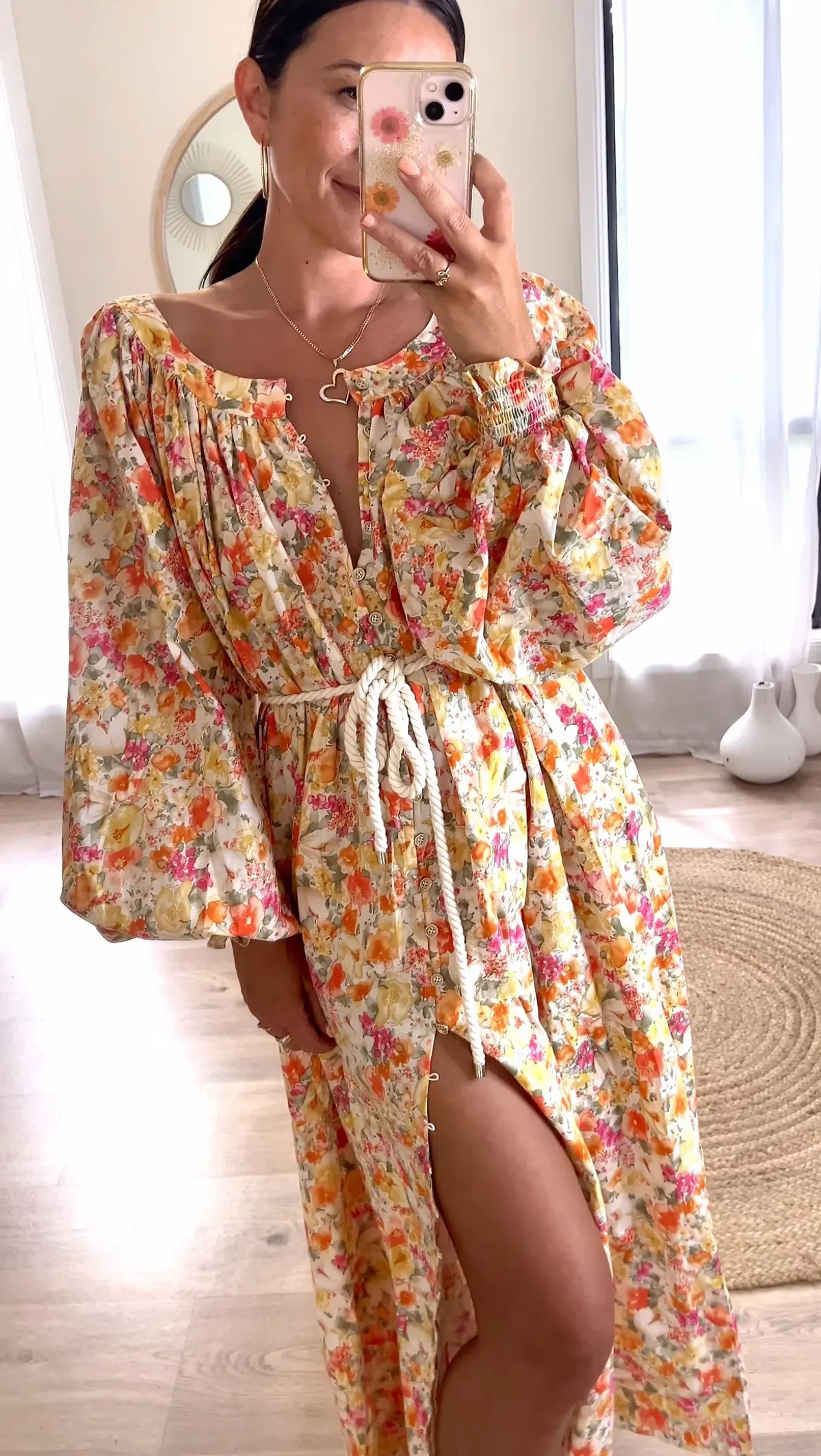 La Boheme Camila Maxi Dress in Marigold Floral One Size for rent on The Volte - main image