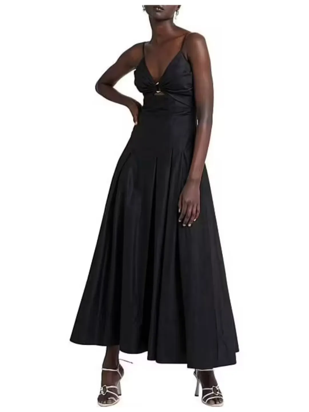 Aje Solstice Strappy Ring Midi Dress Black Size AU 8  for rent on The Volte - main image