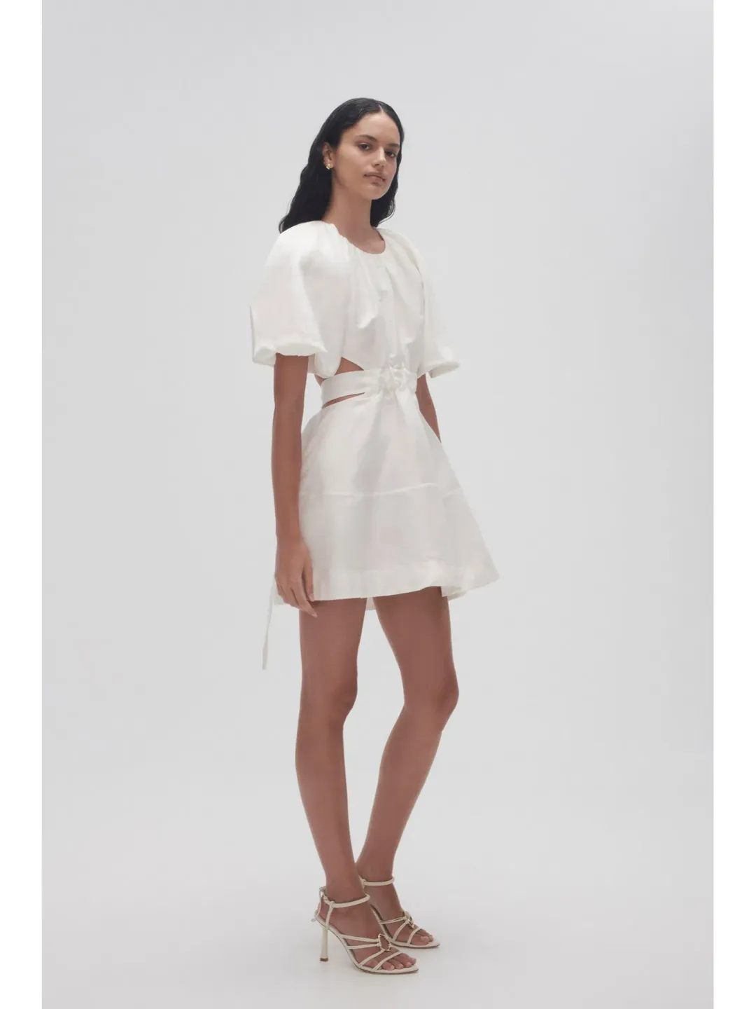 Aje Mimosa Cut Out Mini Dress in Ivory White Size AU 12 for rent on The Volte - main image