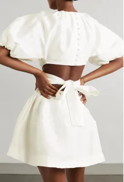 Aje Mimosa Cut Out Mini Dress in Ivory White Size AU 12 for rent on The Volte - image 2