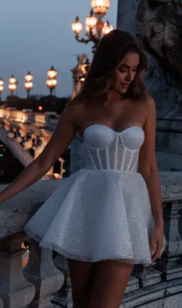 Rosie Etienne Emmelie Bridal Mini Dress Silver White Size 8 for rent on The Volte - image 2