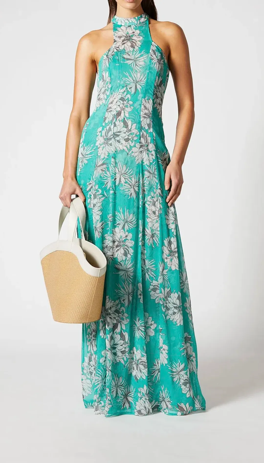 Scanlan Theodore Silk Georgette Floral Dress Spearmint Size AU 8 for rent on The Volte - main image