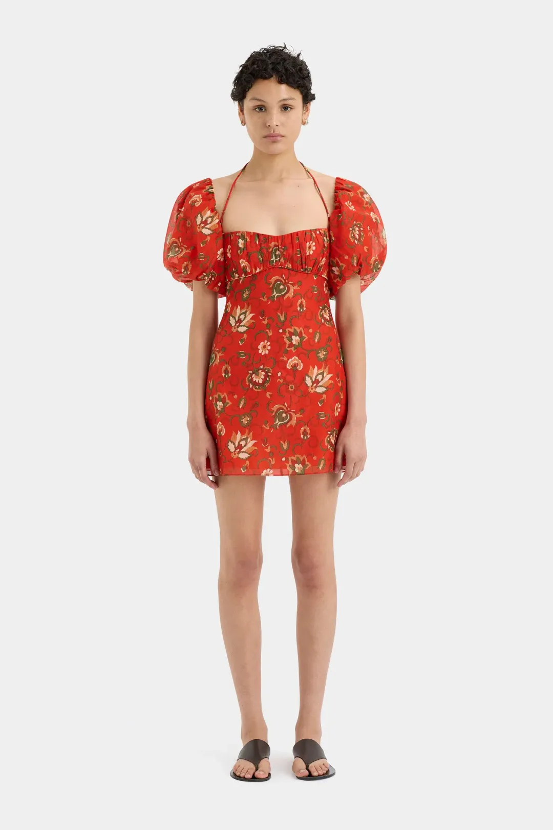 Sir the Label Reyes Puff Sleeve Mini Dress Cactus Flower Size 0 / AU 6 for rent on The Volte - main image