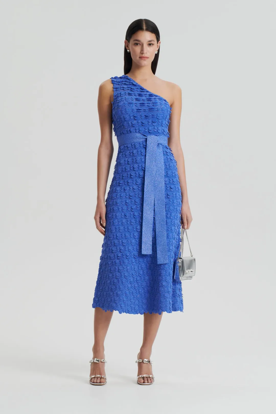 Scanlan Theodore Sparkle One Shoulder Midi Dress Blue Size S / AU 8 for rent on The Volte - main image