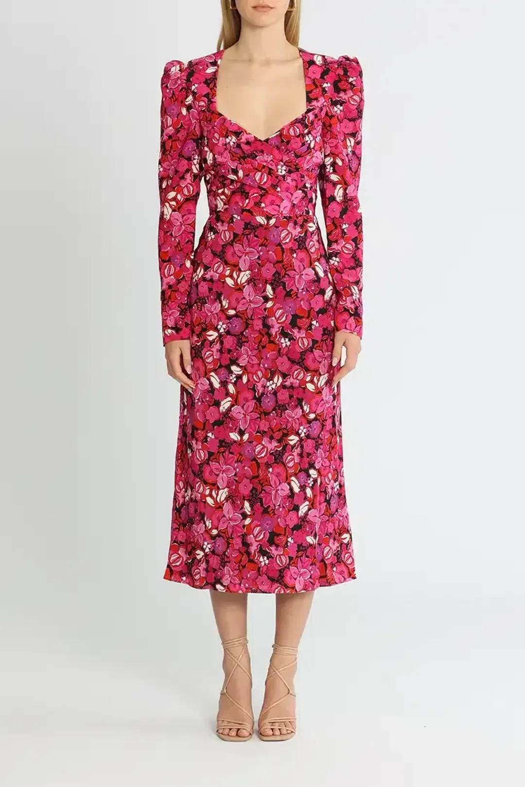 Rebecca Vallance Bramble Midi Dress in Pink Floral Size 8 for rent on The Volte - main image
