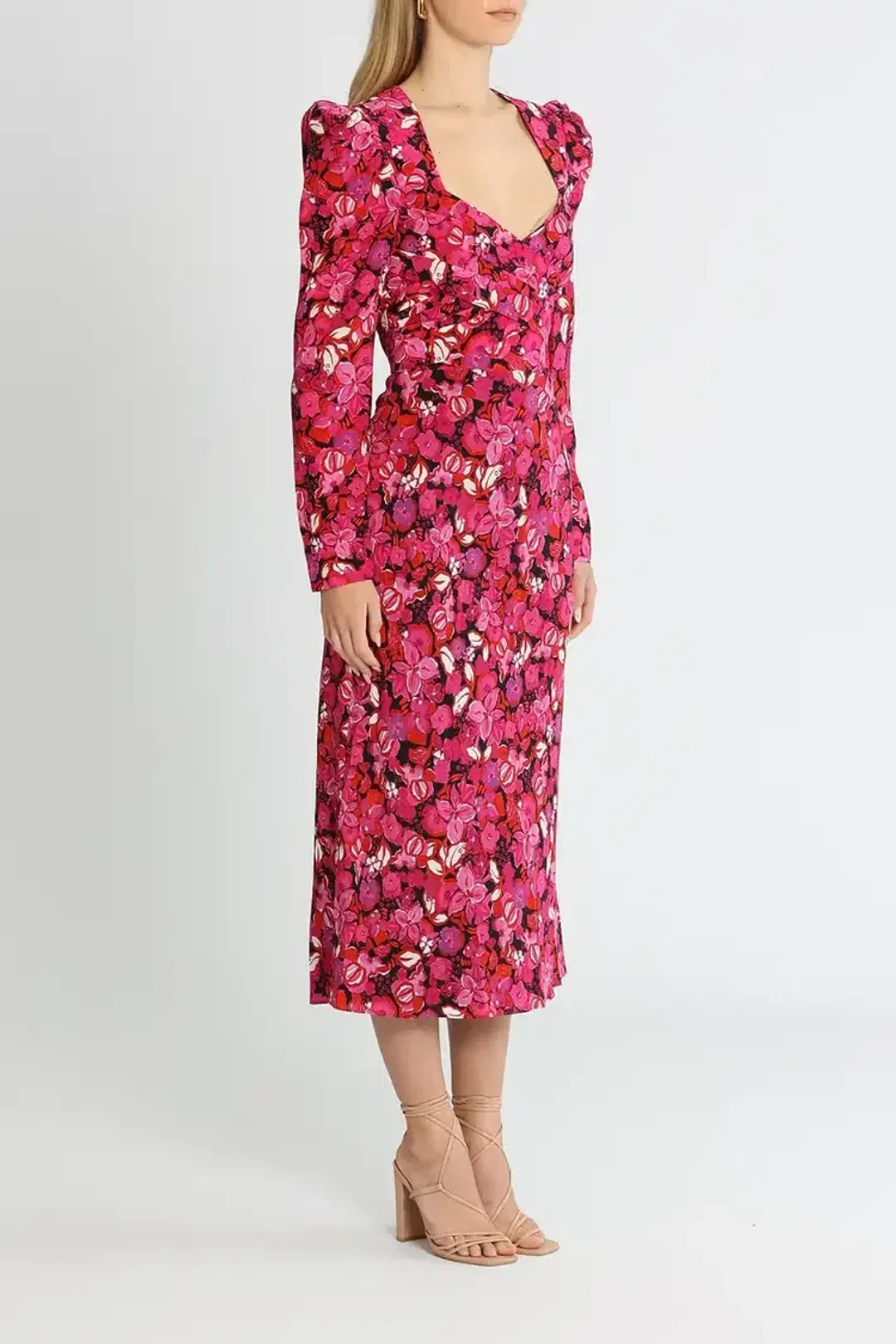 Rebecca Vallance Bramble Midi Dress Pink Floral Size 12 for rent on The Volte - main image