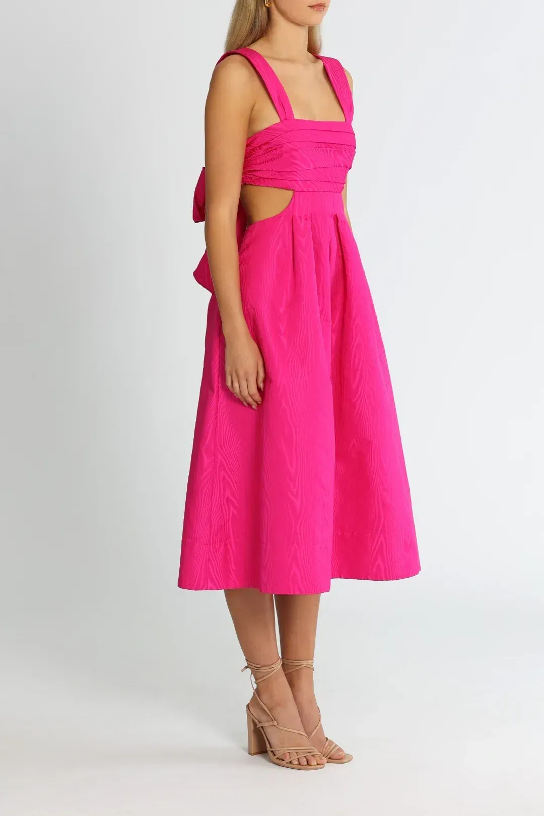 Rebecca Vallance Frenchy Cut Out Midi Dress Pink Size 12 for rent on The Volte - main image