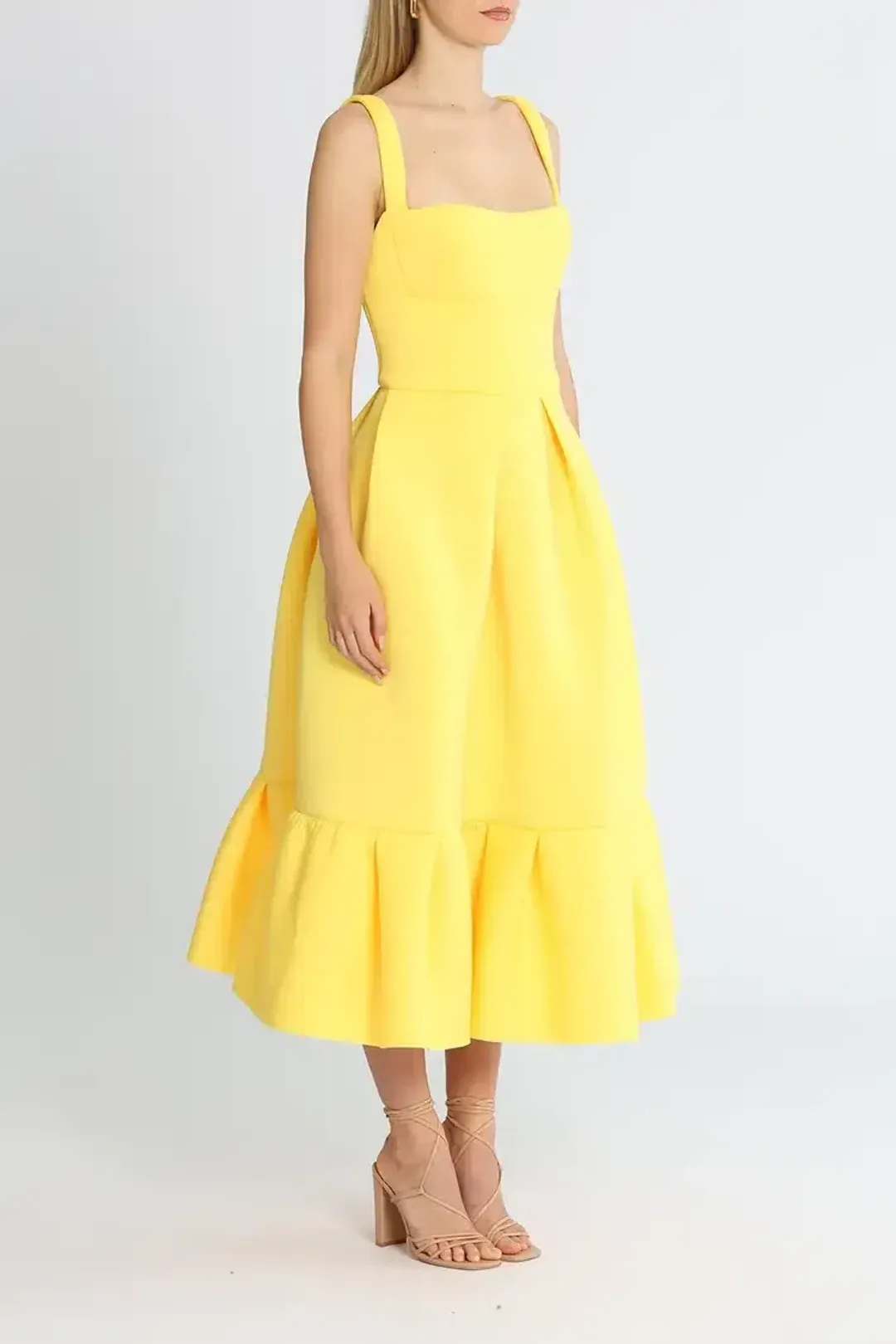Rachel Gilbert Cora Midi Dress in Yellow Size 14 for rent on The Volte - main image