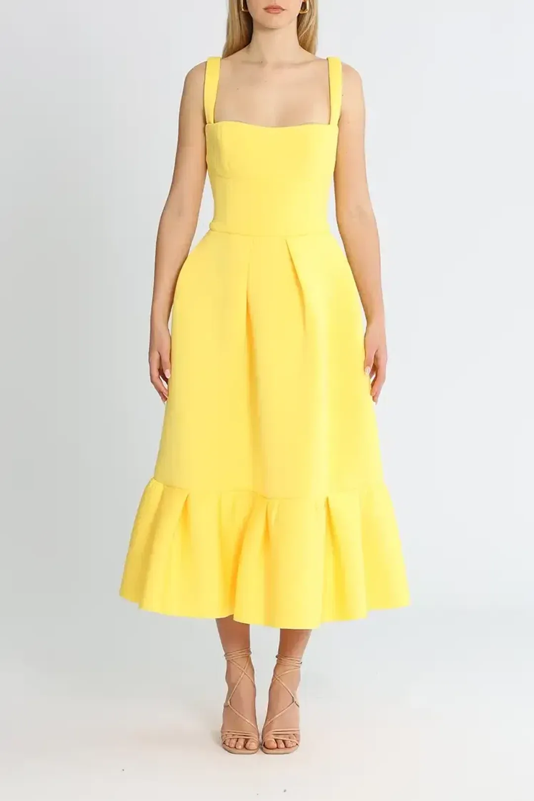 Rachel Gilbert Cora Midi Dress in Yellow Size 14 for rent on The Volte - main image