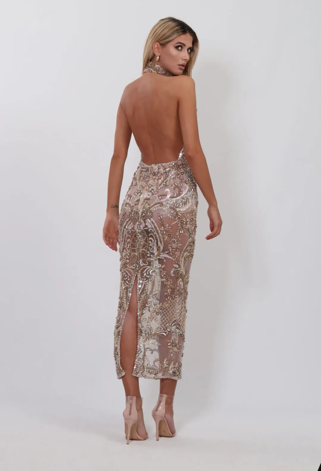 Albina Dyla Maxi Sleeveless Dress Beaded Size 36 / AU 8 for rent on The Volte - main image