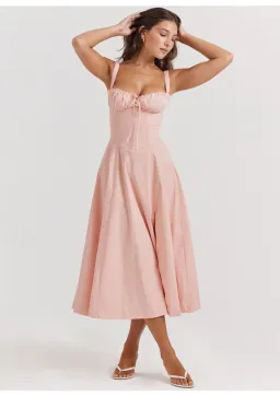 House of CB Carmen Bustier Sun Dress Baby Pink Size XS / AU 6-8 for rent on The Volte - image 1