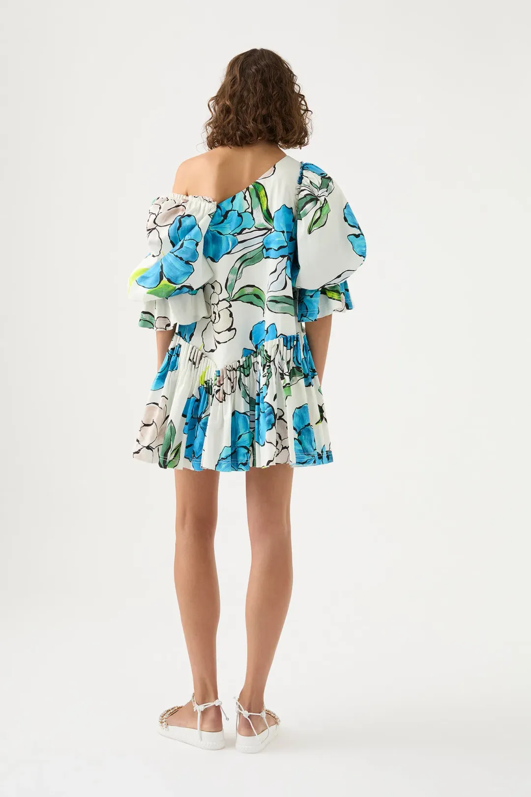 Aje Cy Off Shoulder Smock Mini Dress Cool Camelia Floral Print Size 10 for rent on The Volte - main image