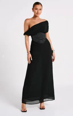 Meshki Courtney Chiffon Maxi Dress Black Size 4  for rent on The Volte - image 1
