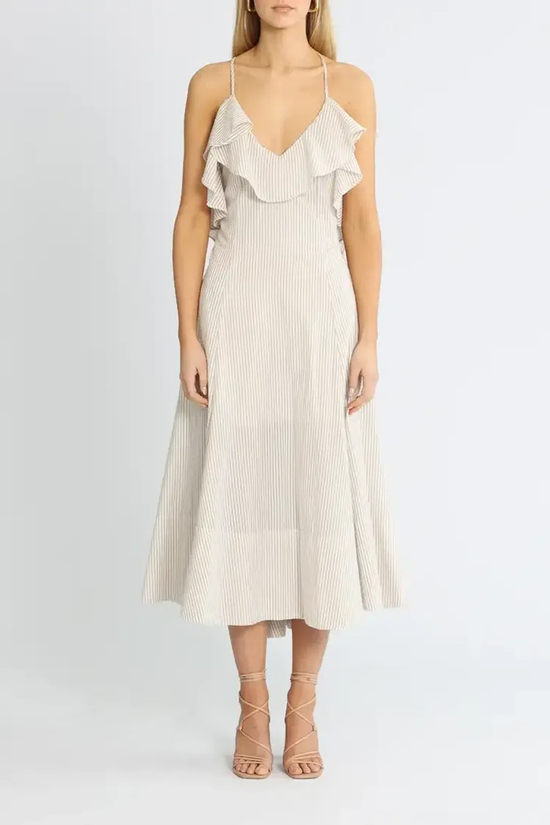 Shona Joy Sabina Cross Back Midi Dress Cream Size 6 for rent on The Volte - main image