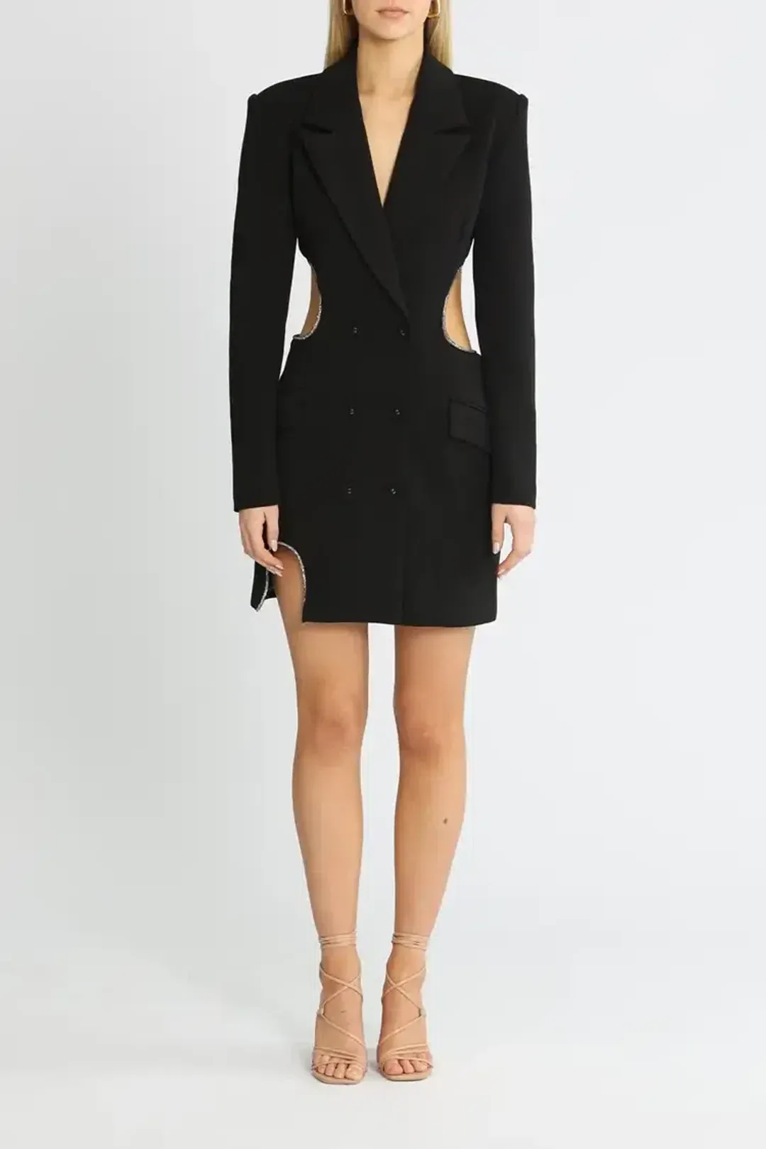MISHA Fay Bonded Crepe Dress Black Size 8/S for rent on The Volte - main image