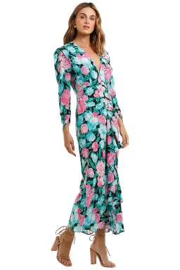 Rixo London Paloma Tulip Floral Maxi Dress Multi Floral Size 8 for rent on The Volte - image 2