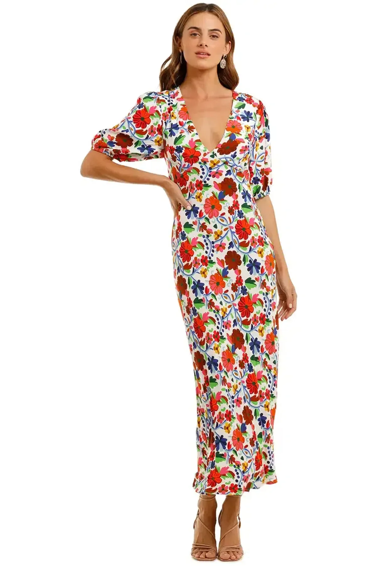 Rixo London Steph Crepe Midi Dress Floral Size 10 for rent on The Volte - main image