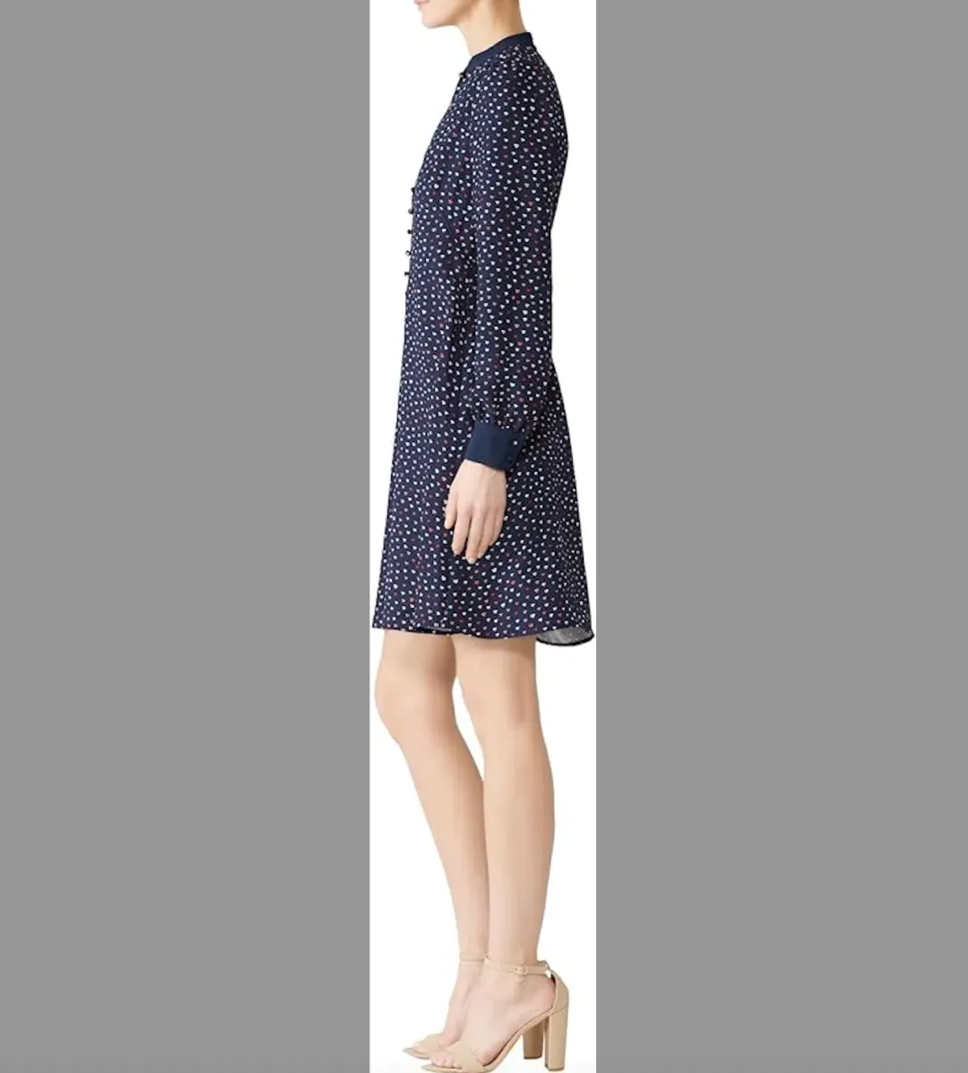 Kate Spade New York Lips Crepe Long Sleeve Mini Dress in Navy Blue Size 6 for rent on The Volte - main image
