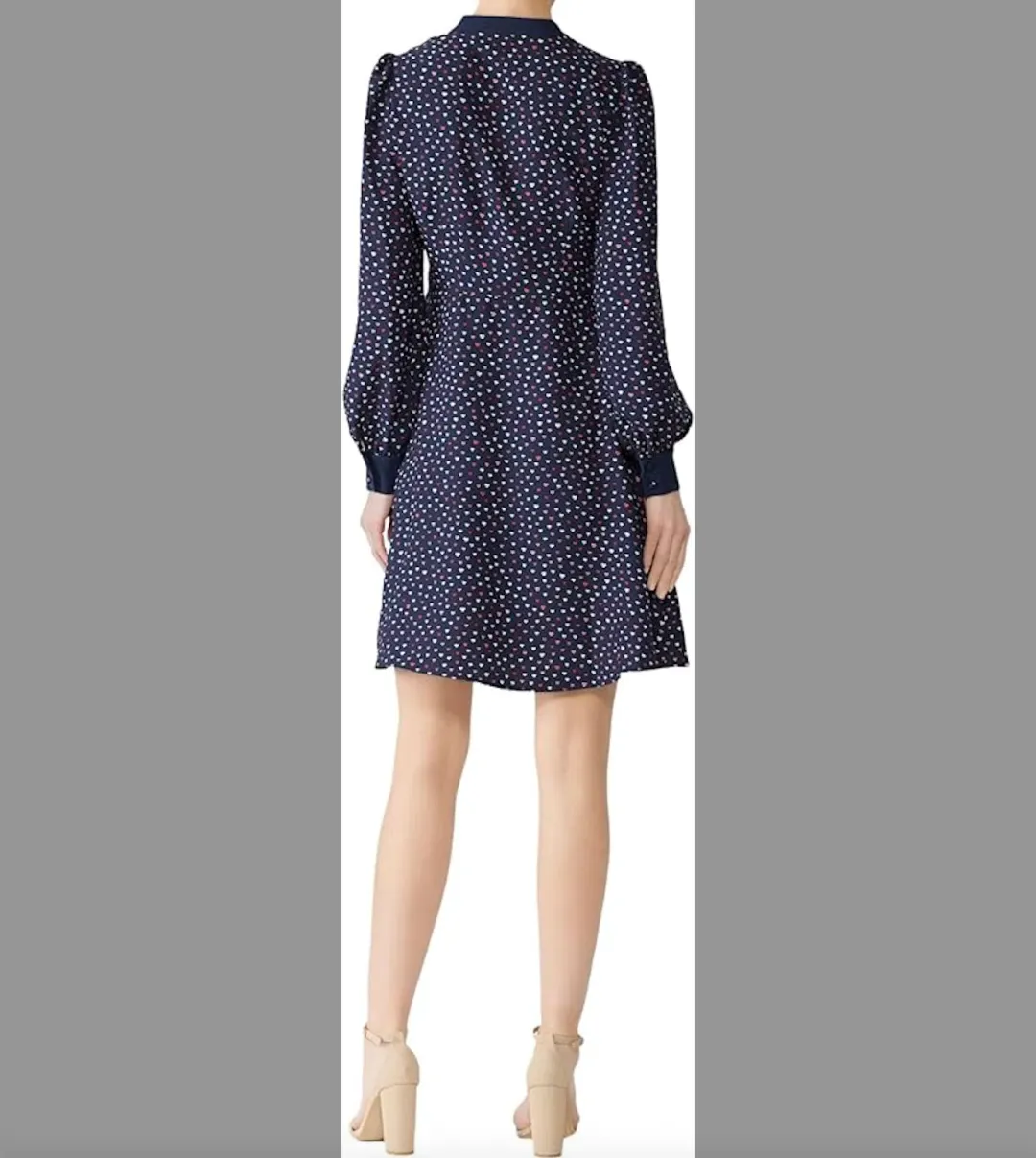 Kate Spade New York Lips Crepe Long Sleeve Mini Dress in Navy Blue Size 6 for rent on The Volte - main image