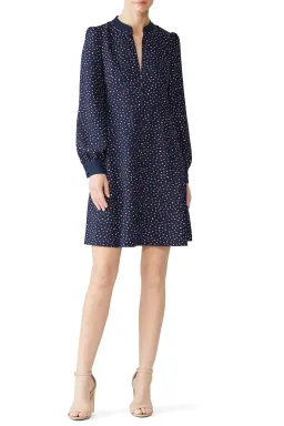 Kate Spade New York Lips Crepe Long Sleeve Mini Dress in Navy Blue Size 6 for rent on The Volte - image 1