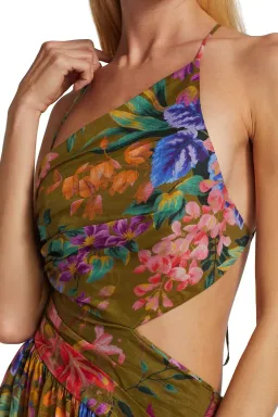 Zimmermann Tropicana Asymmetric Dress Khaki Floral Size 1 / AU 10 for rent on The Volte - image 4