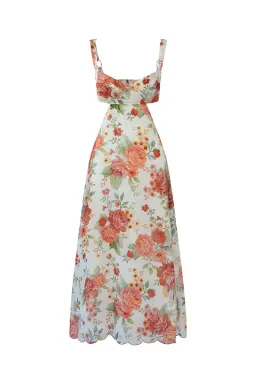 Sofia the Label Delilah Cut Out Midi Dress in Sunset Floral Size 8  for rent on The Volte - image 5