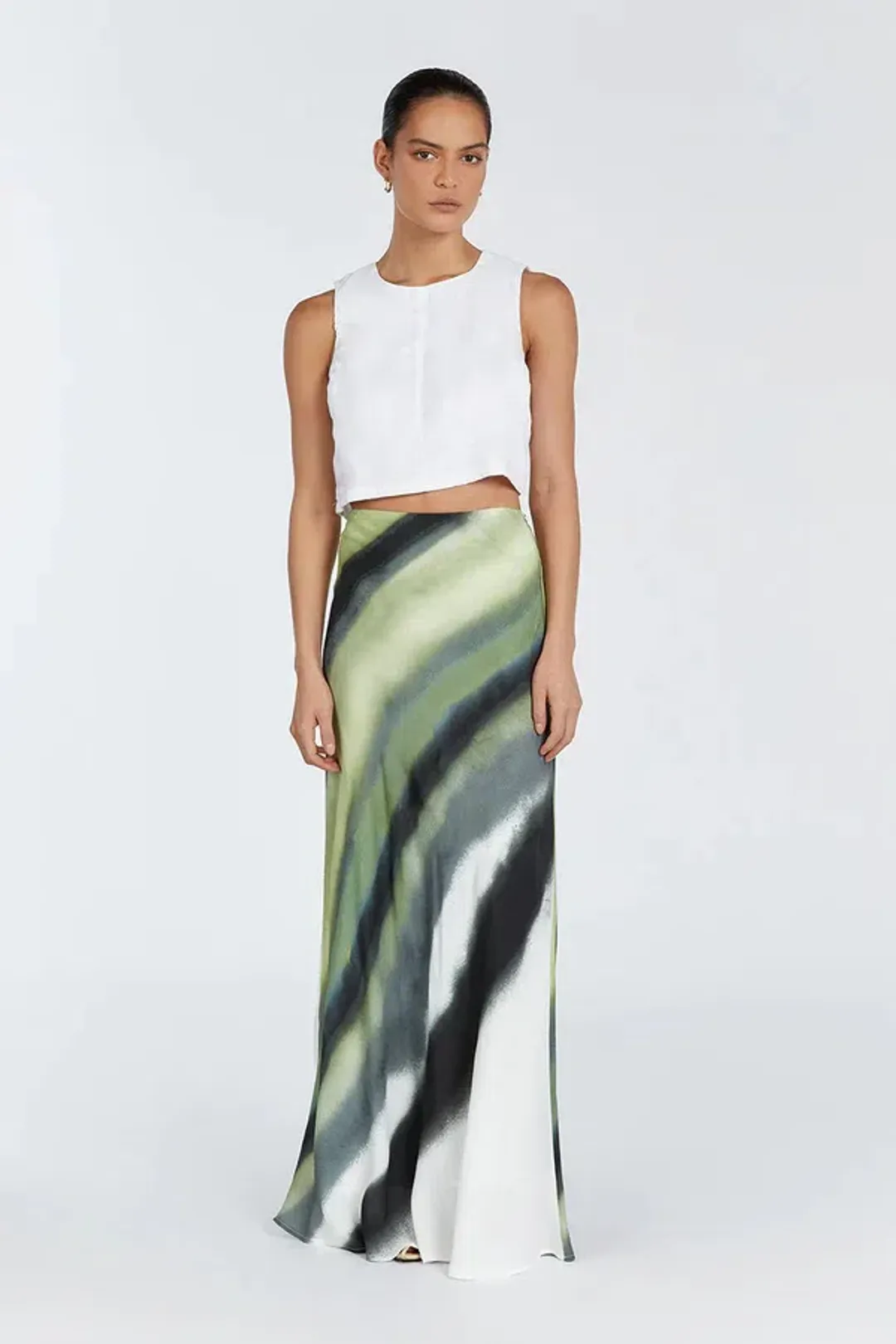 Dissh Athena Slip Maxi Skirt Green Multi Size XS for rent on The Volte - main image